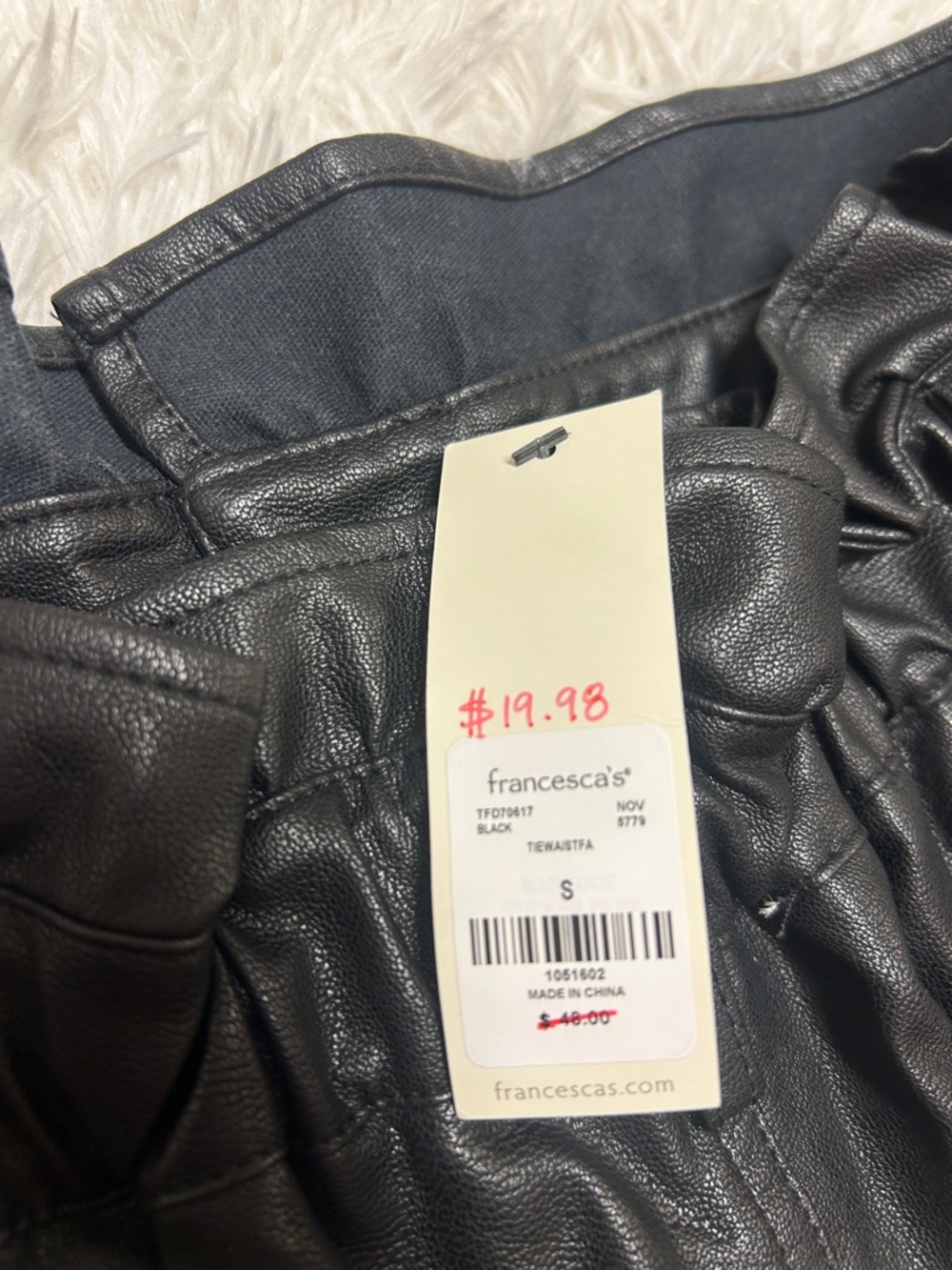 Francesca's Collections High-Waist Black Faux Leather Shorts - Picture 4 of 4